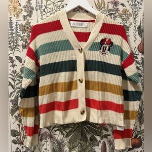 Disney Embroidered Minnie Mouse Striped Cardigan with- Limited Edition